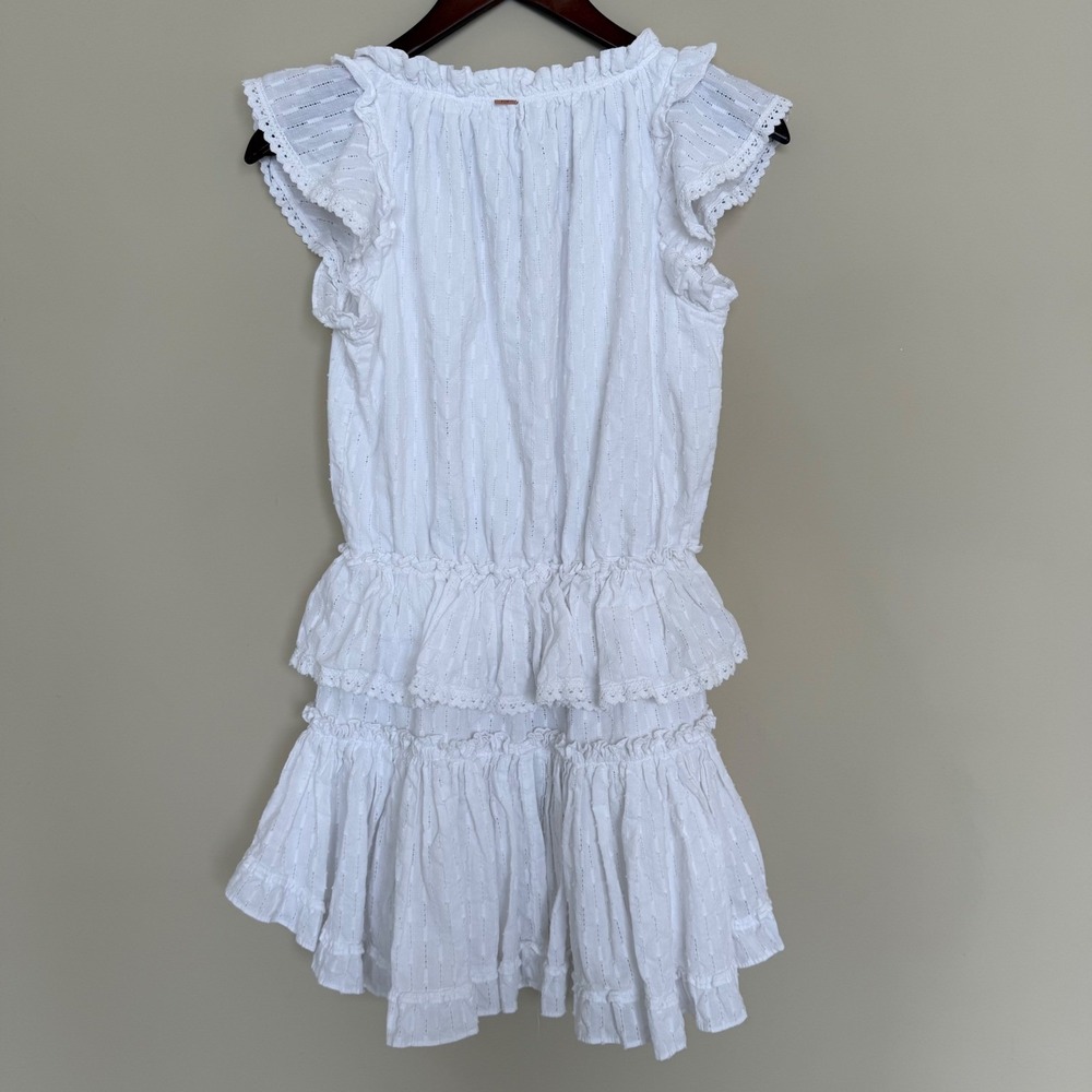 Misa Los Angeles Lilian Ruffle Mini Dress in White Cotton Size XS Party - Picture 6 of 13